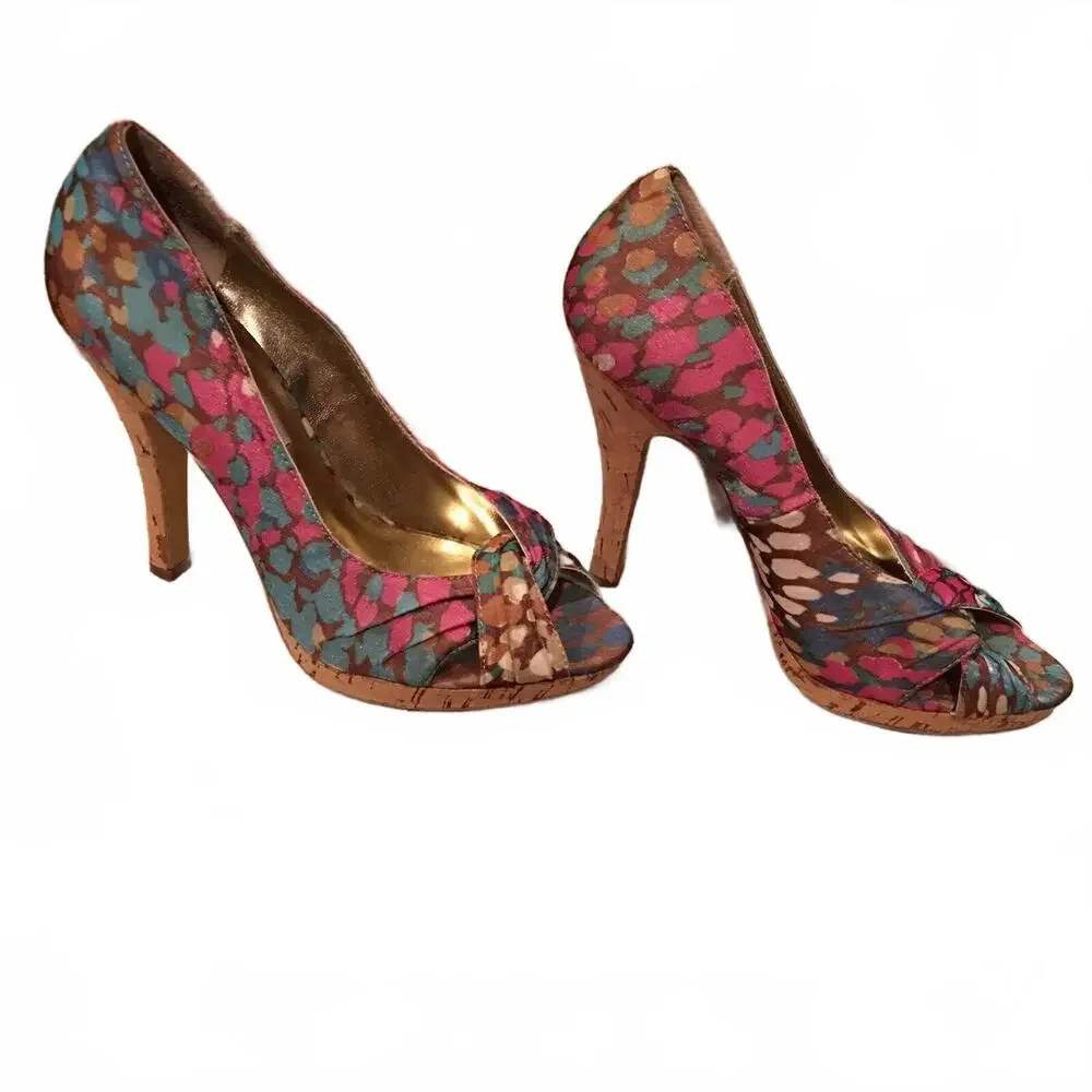 😎🩷Steve Madden Size 6 M Destin High Heels Open Toe Platform Shoes Heels